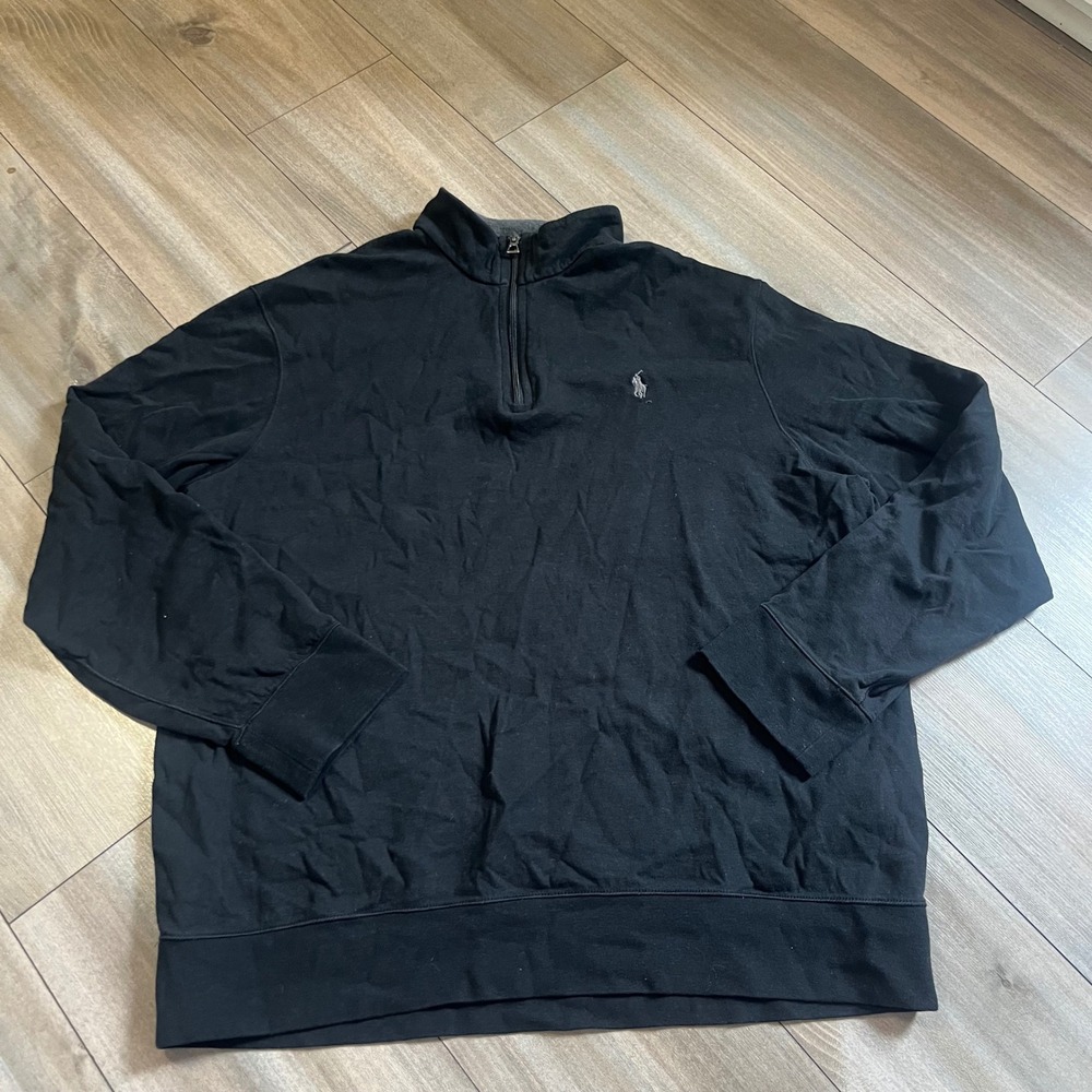 Polo Ralph Lauren Performance Mens XL Black Quarter Zip Pullover‎ Sweatshirt